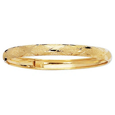 Pre-owned R C I 10k Yellow Gold Domed Etched Bangle Bracelet 8" 6mm 4.5 Grams With Safety In No Stone