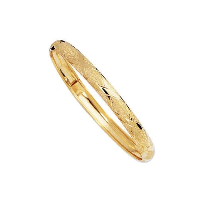 Pre-owned R C I 10k Yellow Gold Domed Etched Bangle Bracelet 8" 6mm 4.5 Grams With Safety In No Stone