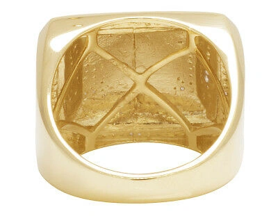 Pre-owned Jewelry Unlimited Men's 10k Yellow Gold Genuine Diamond Puff Square Dome Pinky Ring 1 Ct 19mm