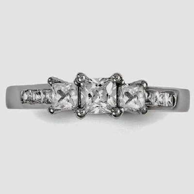 Pre-owned Handmade 14k White Gold Diamond Engagement Ring Band 1.36 F Vs2 Princess Cut 3 Stone 107