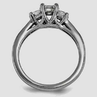 Pre-owned Handmade 14k White Gold Diamond Engagement Ring Band 1.36 F Vs2 Princess Cut 3 Stone 107