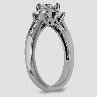 Pre-owned Handmade 14k White Gold Diamond Engagement Ring Band 1.36 F Vs2 Princess Cut 3 Stone 107