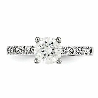 Pre-owned Ttrings Diamond Engagement Ring Band 14k White Gold 1.51 F Vs2 Round Prong & Pave Set