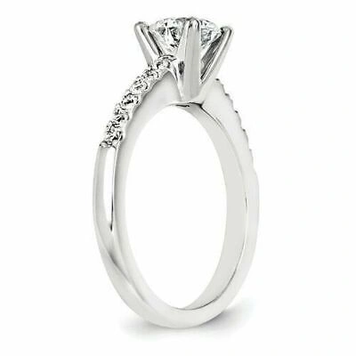 Pre-owned Ttrings Diamond Engagement Ring Band 14k White Gold 1.51 F Vs2 Round Prong & Pave Set