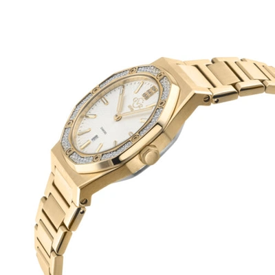 Pre-owned Gv2 By Gevril Women's 12702 Palmanova Diamond Gold Ip Steel Date Swiss Watch