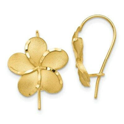 Pre-owned Superdealsforeverything Real 14kt Yellow Gold Plumeria French Wire Earrings