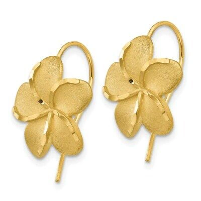 Pre-owned Superdealsforeverything Real 14kt Yellow Gold Plumeria French Wire Earrings
