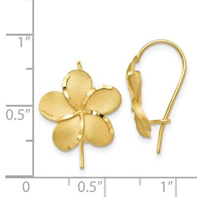 Pre-owned Superdealsforeverything Real 14kt Yellow Gold Plumeria French Wire Earrings