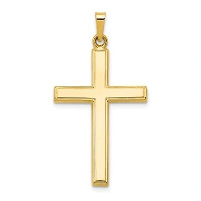 Pre-owned Superdealsforeverything Real 14kt Yellow Gold Hollow Cross Pendant