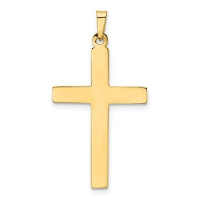 Pre-owned Superdealsforeverything Real 14kt Yellow Gold Hollow Cross Pendant