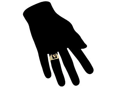 Pre-owned Jackani 10k Or 14k Yellow Gold Bold Black Onyx Mens Basket Weave Initial Letter V Ring