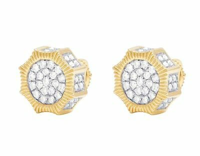 Pre-owned Jewelry Unlimited Real 10k Yellow Gold Genuine Diamond 3d Octagon Cluster Stud Earring 3/4 Ct 11mm