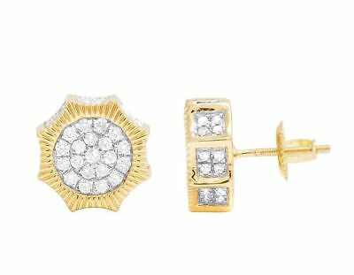 Pre-owned Jewelry Unlimited Real 10k Yellow Gold Genuine Diamond 3d Octagon Cluster Stud Earring 3/4 Ct 11mm