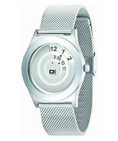 Pre-owned 01 The One Genuine  Spinning Wheel An06g09 Cool Design Fashion Watch Mesh Band In Silver