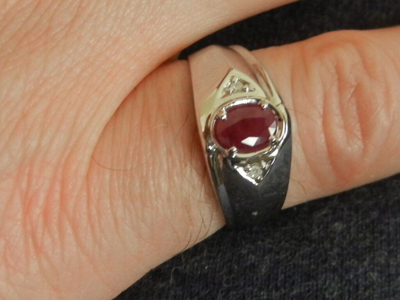 Pre-owned Ruby Mens Natural Genuine  And Diamond Ring 10k White Gold - Free Ring Sizing In Red