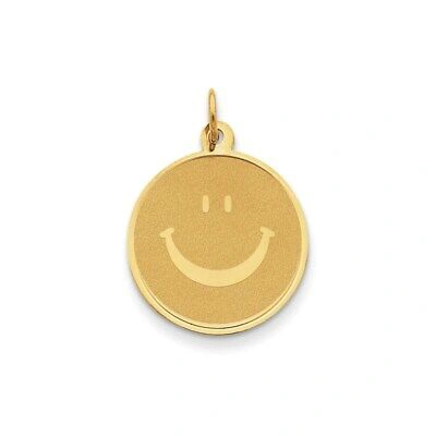 Pre-owned Superdealsforeverything Real 14kt Yellow Gold Solid Polished Smiley Face Pendant