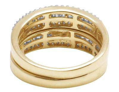 Pre-owned Jewelry Unlimited Ladies/mens 14k Yellow Gold Diamond Cluster Top Trio Bridal Ring Set 1.50 Ct 6mm