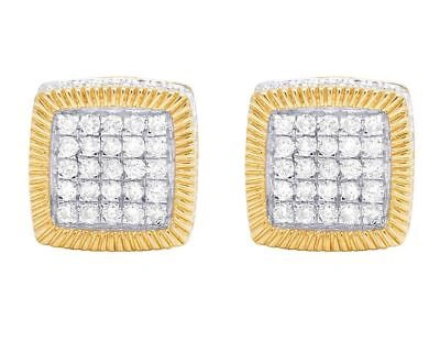 Pre-owned Jewelry Unlimited Unisex 10k Yellow Gold Real Diamond 3d Square Cluster Stud Earring 7/8 Ct 10mm