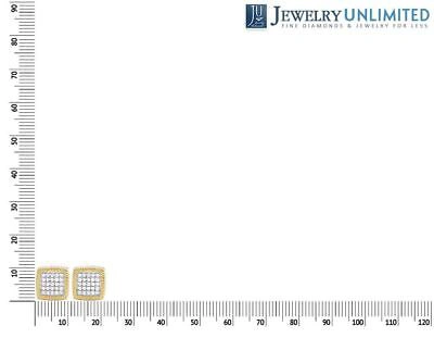 Pre-owned Jewelry Unlimited Unisex 10k Yellow Gold Real Diamond 3d Square Cluster Stud Earring 7/8 Ct 10mm