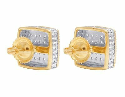 Pre-owned Jewelry Unlimited Unisex 10k Yellow Gold Real Diamond 3d Square Cluster Stud Earring 7/8 Ct 10mm