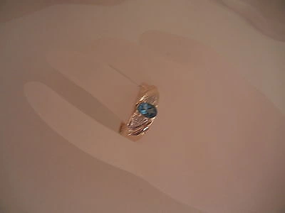 Pre-owned Blue Diamond Mens Genuine Blue Topaz And Diamond Ring 10k Yellow Gold - Free Ring Sizing