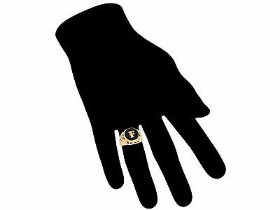 Pre-owned Amoravi 10k Or 14k Yellow Gold Bezel Set Bold Black Onyx Mens Letter F Initial Ring