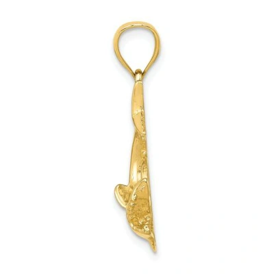 Pre-owned Goldia 14k Yellow Gold Polished Solid Casted Open Back Shark Charm Pendant