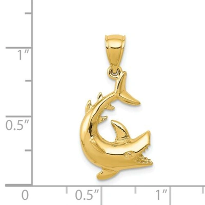 Pre-owned Goldia 14k Yellow Gold Polished Solid Casted Open Back Shark Charm Pendant