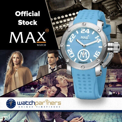 Pre-owned Max Sports Watch Xs36 Sky Blue Dial & Strap 10atm S/steel Case 36mm 5-554