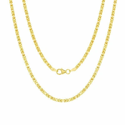 Pre-owned Nuragold 10k Yellow Gold Womens 2.5mm Byzantine Chain Square Link Pendant Necklace 16"