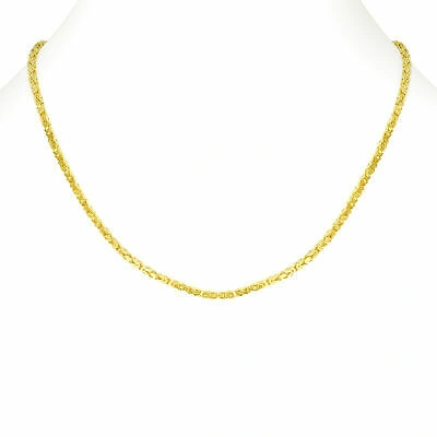 Pre-owned Nuragold 10k Yellow Gold Womens 2.5mm Byzantine Chain Square Link Pendant Necklace 16"