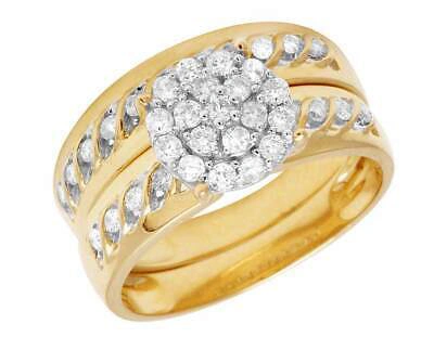 Pre-owned Jewelry Unlimited Ladies/men's 10k Yellow Gold Real Diamond Wedding Trio Bridal Ring Set 1ct 8mm In G-h