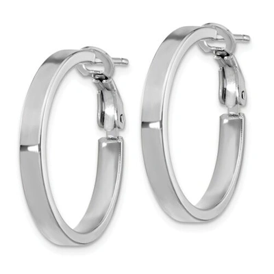 Pre-owned Accessories & Jewelry Italian 14k White Gold 3mm X 25mm Small Hollow Squared Omega Hoop Earrings