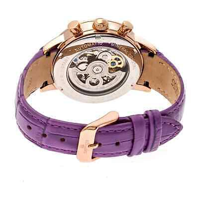 Pre-owned Empress Beatrice Automatic Crystal Purple Dial Ladies Watch Empem2006