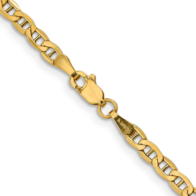 Pre-owned Superdealsforeverything Real 10kt Yellow Gold 3.2mm Semi-solid Anchor Chain; 24 Inch; Lobster Clasp