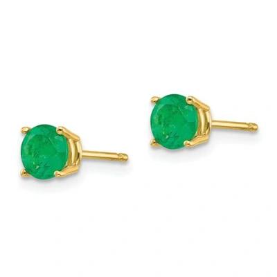 Pre-owned Goldia 14k Emerald Post Earrings In Yellow