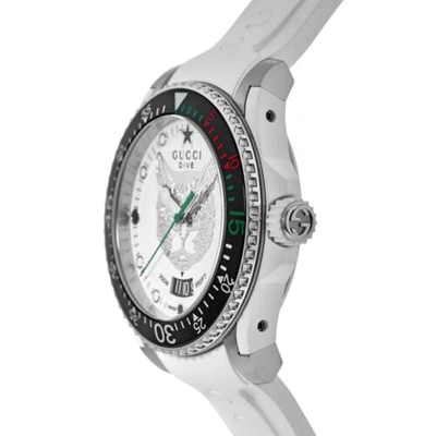 Pre-owned Gucci Ya136329 Men's Dive White Quartz Watch