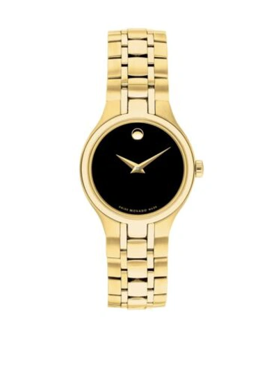 Pre-owned Movado Brand  Women's Collection Gold-tone Black Dial Watch 0607228
