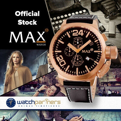 Pre-owned Max Watch The Classic Chrono 5atm Black Dial Ip Rose Case Diameter 42/47mm