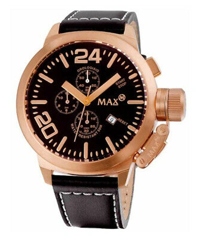 Pre-owned Max Watch The Classic Chrono 5atm Black Dial Ip Rose Case Diameter 42/47mm