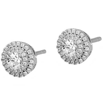 Pre-owned Goldia Jewelry Women's Earrings 14k White Gold Diamond Cluster Round Post Back, 7 Mm