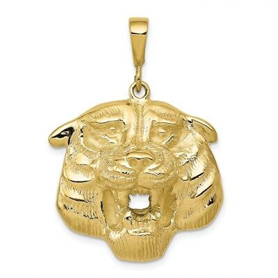 Pre-owned Superdealsforeverything Real 10kt Yellow Gold Solid Polished Tiger Head Charm