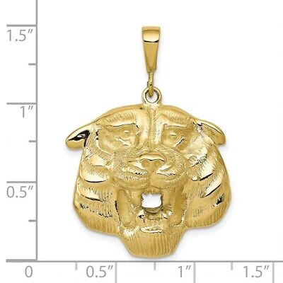 Pre-owned Superdealsforeverything Real 10kt Yellow Gold Solid Polished Tiger Head Charm
