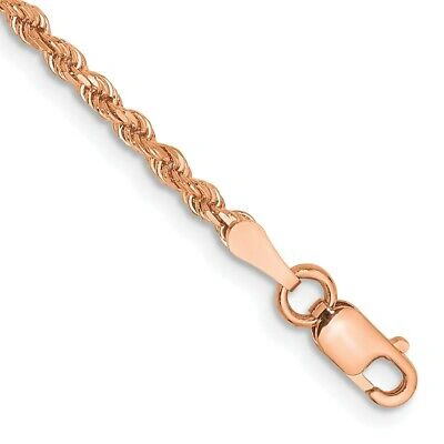 Pre-owned Superdealsforeverything Real 14k Rose Gold 2mm Diamond Cut Rope Chain Anklet; 10 Inch; Lobster Clasp In Pink