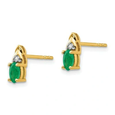 Pre-owned Goldia 14k Diamond & Emerald Earrings In Yellow