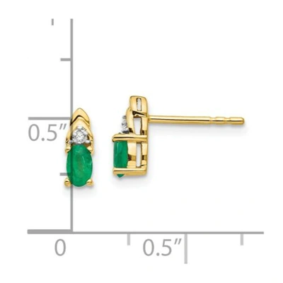 Pre-owned Goldia 14k Diamond & Emerald Earrings In Yellow