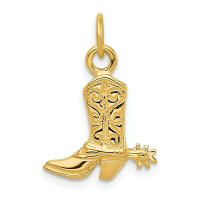 Pre-owned Superdealsforeverything Real 14kt Yellow Gold 3-d Cowboy Boot Pendant
