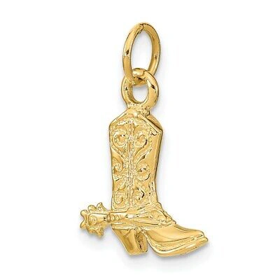 Pre-owned Superdealsforeverything Real 14kt Yellow Gold 3-d Cowboy Boot Pendant