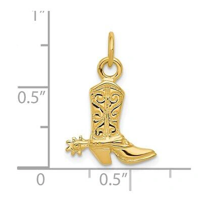 Pre-owned Superdealsforeverything Real 14kt Yellow Gold 3-d Cowboy Boot Pendant