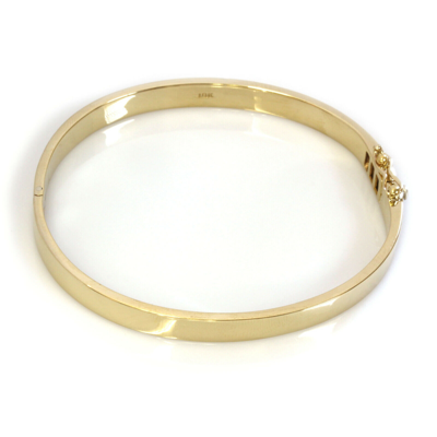 Pre-owned Jewelry By Arsa Heavy Wide 6mm Plain Solid 14k Yellow Gold Oval Bangle Bracelet 6 To 8 Inches